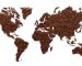World map shape made with coffee beans